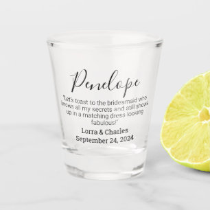 Custom Bridesmaid Fun Fact / Name Couple Date Shot Glass