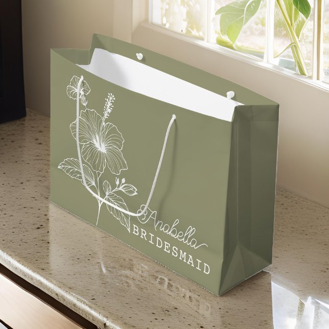 Custom Bridesmaid Gift Bag, Bachelorette Gift Large Gift Bag (bridesmaid gift bag, minimal flower gift bag, bridesmaid proposal gift, bachelorette gift, )