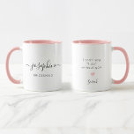 Custom Bridesmaid I can't say I do without You Mug<br><div class="desc">Delight your bridesmaids with the Bridesmaid Name "I Can't Say I Do Without You" Coffee Mug, a perfect addition to your bridesmaid proposal package. This personalized mug showcases an elegant script font that beautifully displays your friend's name, accompanied by modern typography for the title "bridesmaid." Pink tone mug (see other...</div>