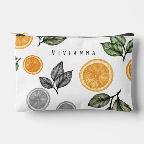 Custom Bridesmaid Orange Citrus  Accessory Pouch