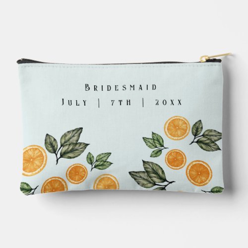 Custom Bridesmaid Orange Citrus  Accessory Pouch