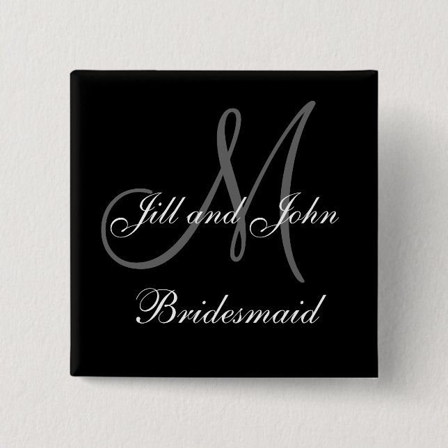 Custom Bridesmaid Wedding Party Buttons (Front)