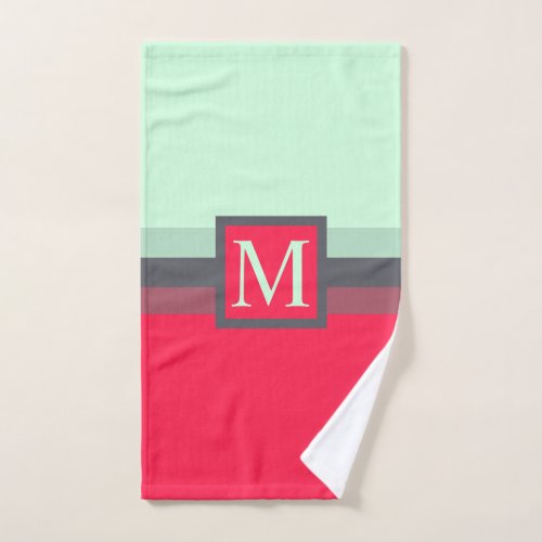Custom Bright Blue Green Pink Red Color Block Hand Towel