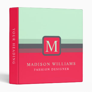 Custom Bright Blue Grey Pink Red Color Block 3 Ring Binder