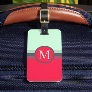 Custom Bright Blue Grey PInk Red Color Block Luggage Tag