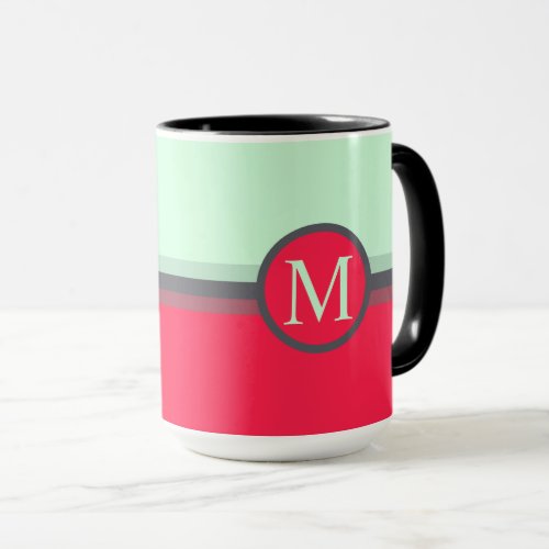 Custom Bright Blue Grey Pink Red Color Block Mug
