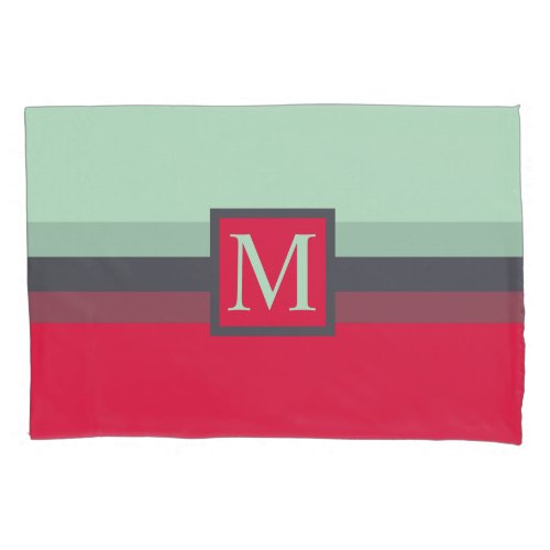 Custom Bright Blue Grey PInk Red Color Block Pillow Case