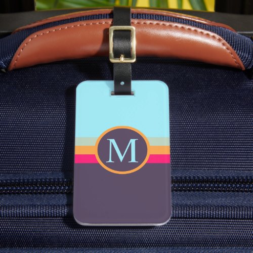 Custom Bright Blue Orange Pink Purple Color Block Luggage Tag