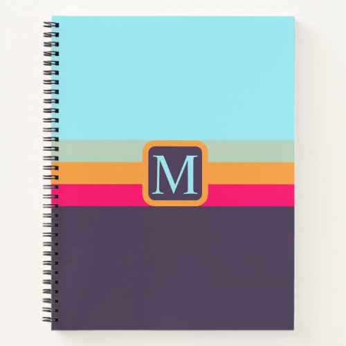 Custom Bright Blue Orange Pink Purple Color Block Notebook