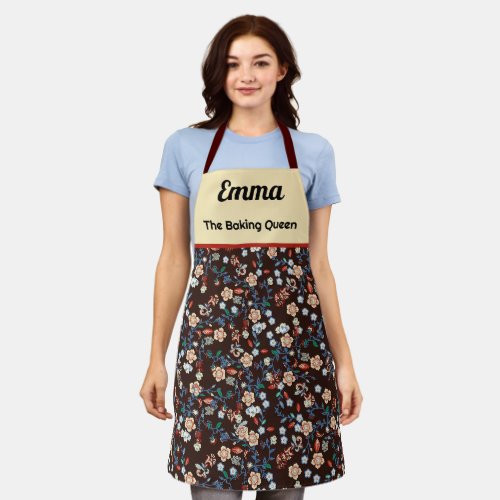 Custom bright colorful stylized floral apron
