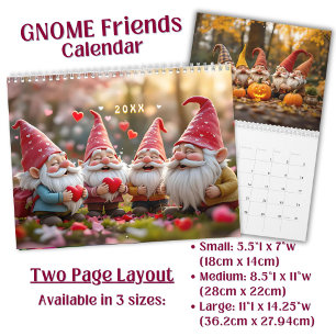 Custom bright funny Gnome Friends Art Calendar