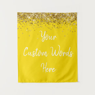Custom Bright Gold Birthday Party Photo Booth Prop Tapestry