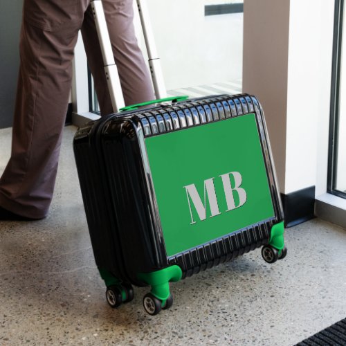 Custom Bright Green Black Gray Colored Initials Luggage