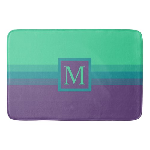 Custom Bright Green Purple Blue Color Block Bath Mat