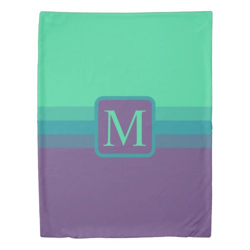 Custom Bright Green Purple Color Block Duvet Cover