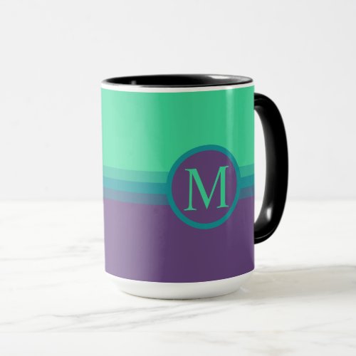 Custom Bright Green Purple Color Block Mug