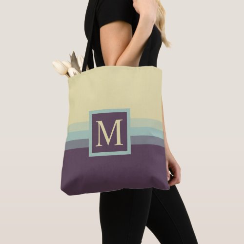 Custom Bright Grey Blue Purple Color Block Tote Bag