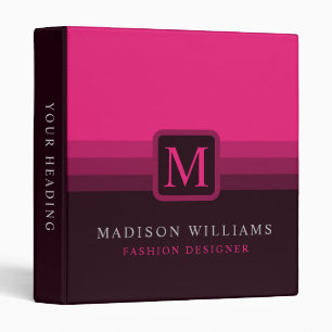 Custom Bright Hot Pink Purple Brown Color Block 3 Ring Binder
