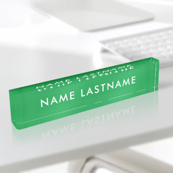 Custom Bright Kelly Green Modern Simple Minimalist Desk Name Plate by pinkpinetree at Zazzle