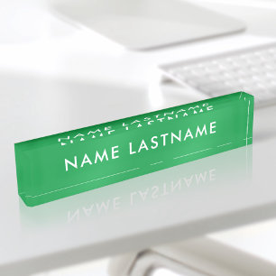 Custom Bright Kelly Green Modern Simple Minimalist Desk Name Plate