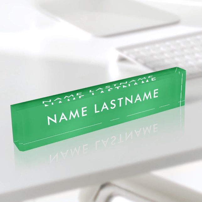 Custom Bright Kelly Green Modern Simple Minimalist Desk Name Plate (Creator Uploaded)