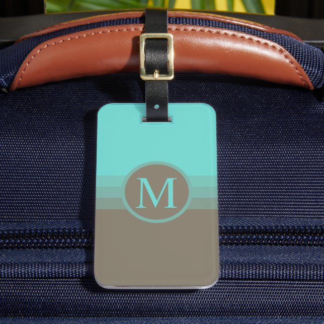 Custom Bright Light Blue Dark Purple Color Block Luggage Tag (Front Insitu 2)