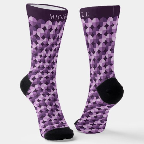 Custom Bright Light Dark Purple Geometric Pattern Socks