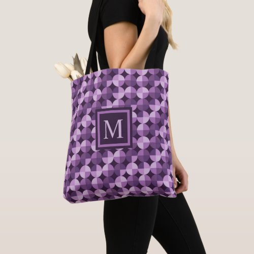 Custom Bright Light Dark Purple Geometric Pattern Tote Bag