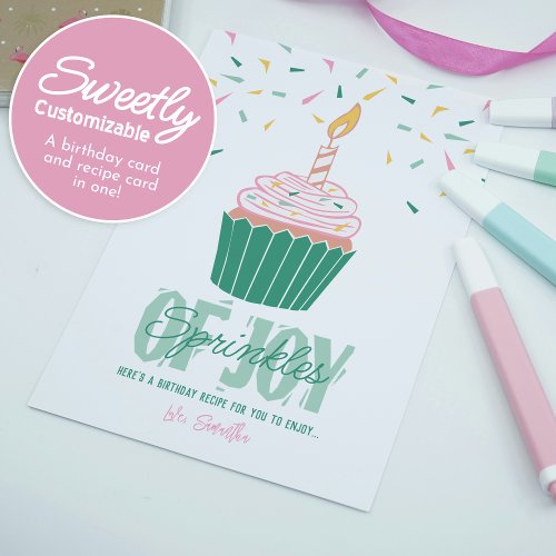 Custom Bright Modern Birthday and Recipe Card