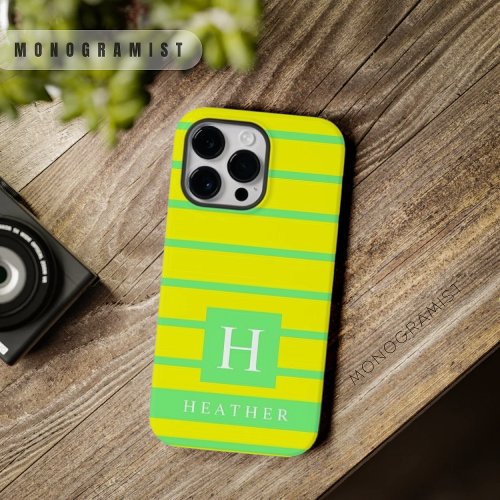 Custom Bright Neon Yellow Green Color Stripes  Case_Mate iPhone 14 Pro Max Case