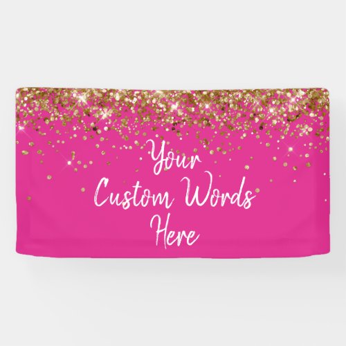 Custom Bright Pink Gold Birthday Party Photo Booth
