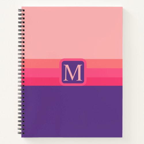 Custom Bright  Pink Purple Blue Color Block Notebook