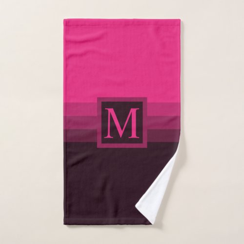 Custom Bright Pink Purple Brown Color Block Hand Towel