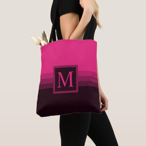 Custom Bright Pink Purple Brown Color Block Tote Bag