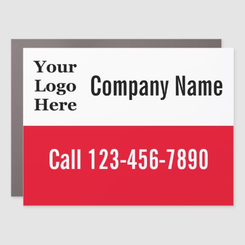 Custom Bright Red and White Your Logo Here Car Magnet