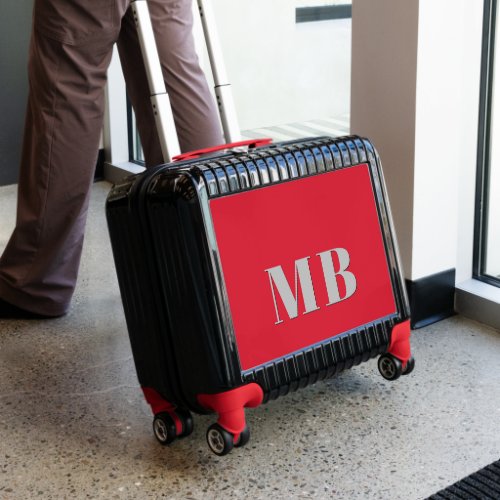 Custom Bright Red Black Gray Colored Initials Luggage