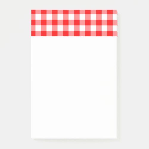 Custom Bright Red Gingham Post_it Notes