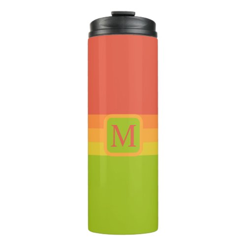 Custom Bright Red Orange Yellow Green Color Block Thermal Tumbler