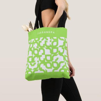 Custom Bright Summer  Lime Green Retro Art Pattern Tote Bag by All_In_Cute_Fun at Zazzle