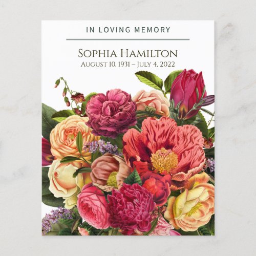 Custom Bright Watercolor Floral Funeral Budget