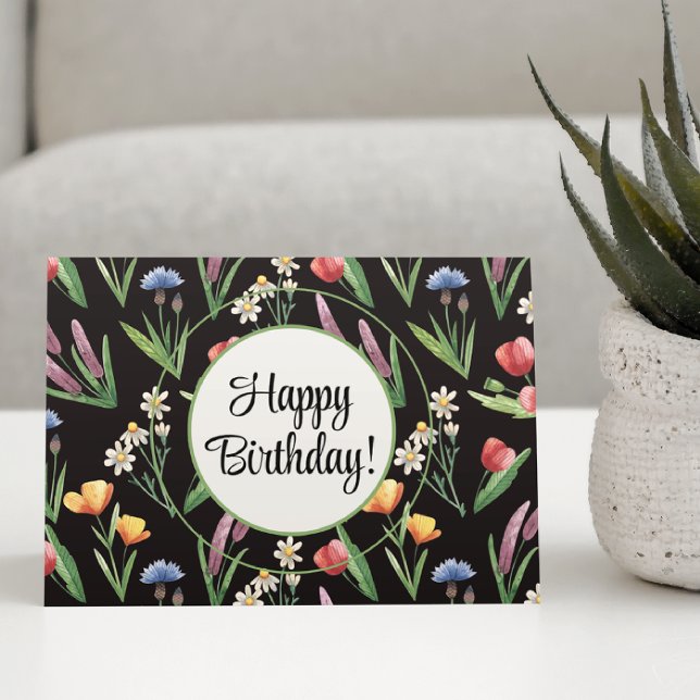 Custom, Bright Wildflowers Happy Birthday Card (Creator Uploaded)