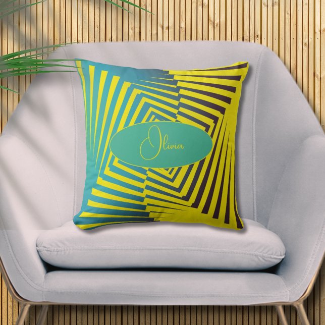 Custom Bright Yellow Green Jungle Style Pattern  Throw Pillow (Creator Uploaded)