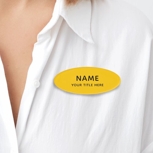 Custom Bright Yellow Simple Basic Modern Title Name Tag