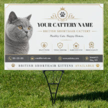 Custom British Shorthair Cattery Yard Sign