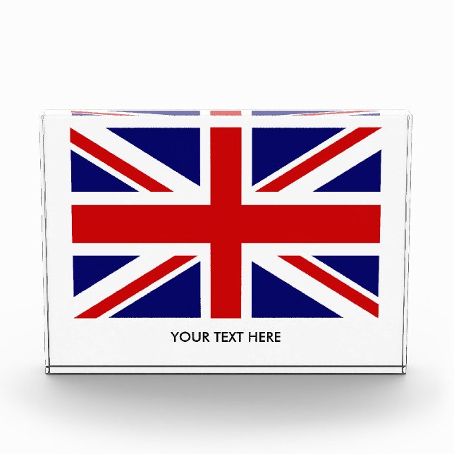 Custom British Union Jack flag acrylic award block (Front)