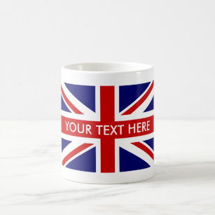 Custom British Union Jack flag coffee mugs