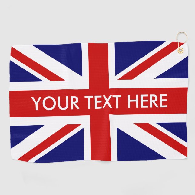 Custom British Union Jack flag golf towel gift (Horizontal)