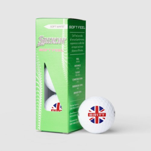 Custom British Union Jack flag Srixon soft feel Golf Balls