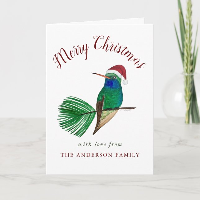 Custom Broad-billed Hummingbird Christmas Holiday Card (Front)