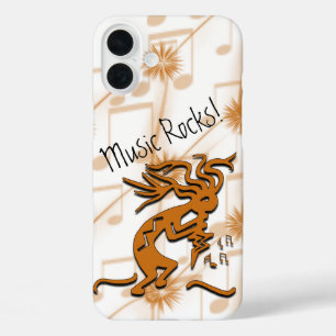 Custom Bronze Kokopelli With Musical Notes Artwork iPhone 16 Plus Case